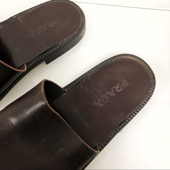 PRADA Leather Slide Slip In Sandals - Picture 3 of 3